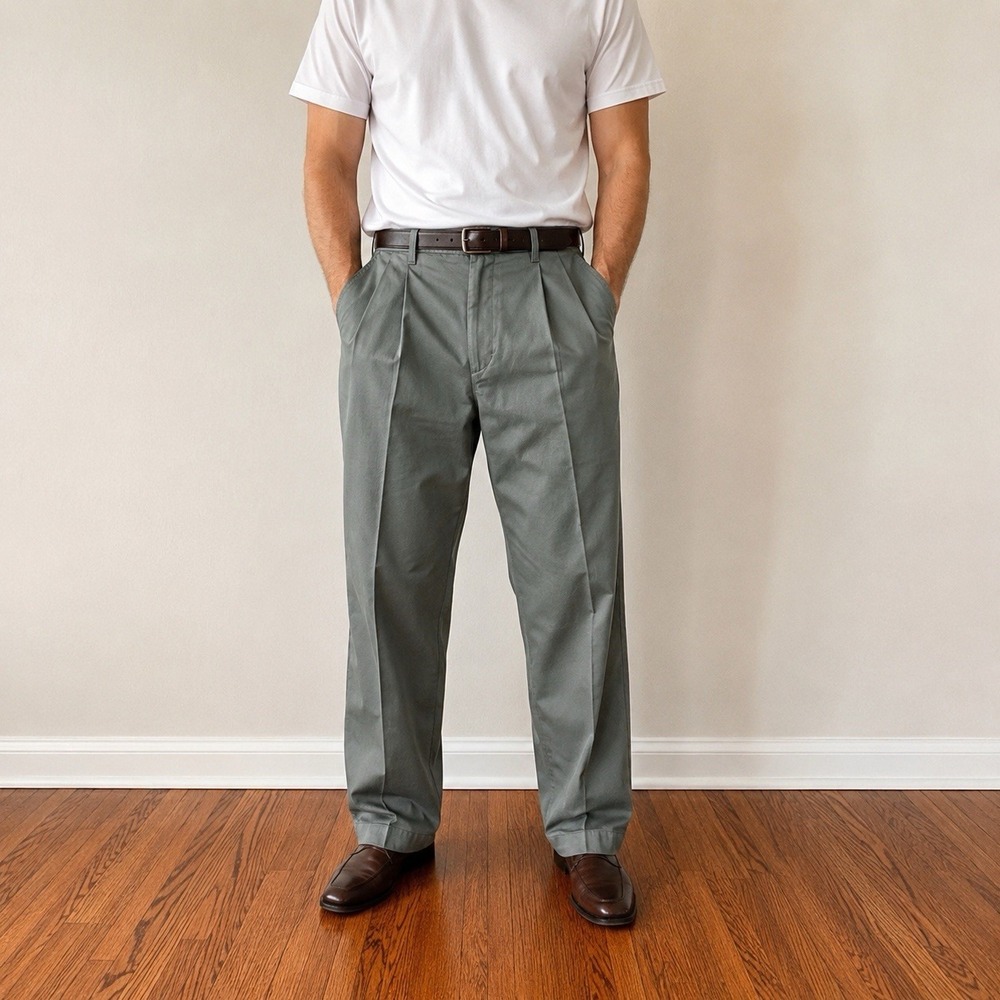 FARAH Men's Dress Pants 36x32 Gray Pleated 90' Style Pants Straight Leg Classic